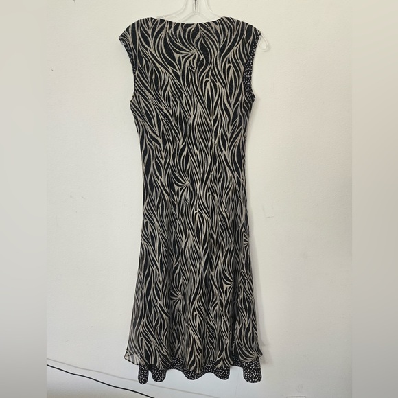 Coldwater Creek Silk Blend Dress Black White Cowl Neck Sleeveless P10 - Picture 2 of 10